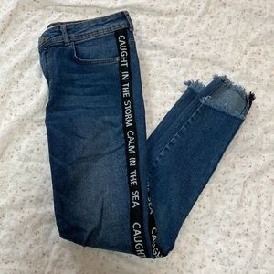 Zara Basic Denim cropped and distressed jeans size 8